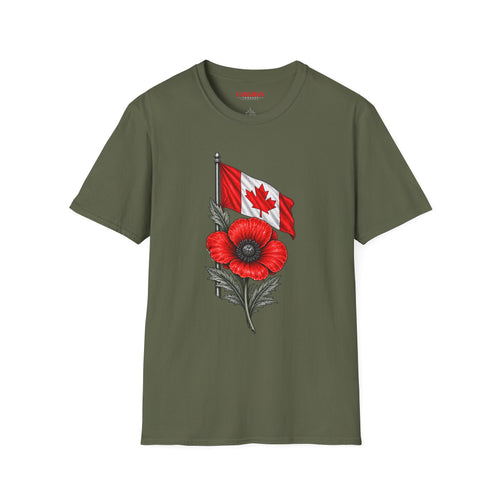 Canadian Flag Poppy T-Shirt — Remembrance Day Canada Flag Tee