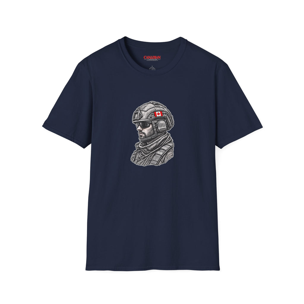 Canadian Military Helmet T-Shirt with Flag