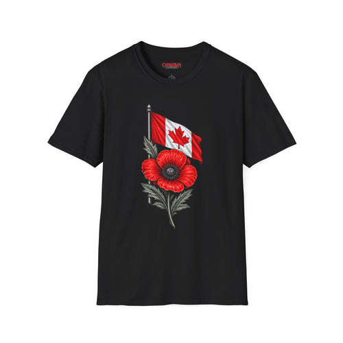 Canadian Flag Poppy T-Shirt — Remembrance Day Canada Flag Tee