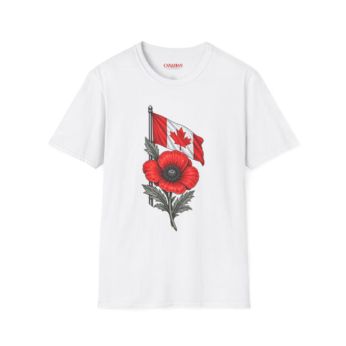Canadian Flag Poppy T-Shirt — Remembrance Day Canada Flag Tee