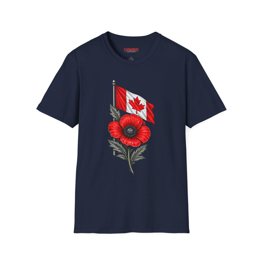Canadian Flag Poppy T-Shirt — Remembrance Day Canada Flag Tee
